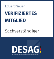 DESAG Sachverständigen-Zertifikat: Eduard Sauer